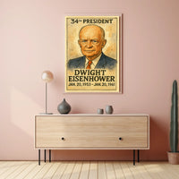 Dwight D. Eisenhower 34th President of the United States Exaggerated Cartoon Sketch Poster