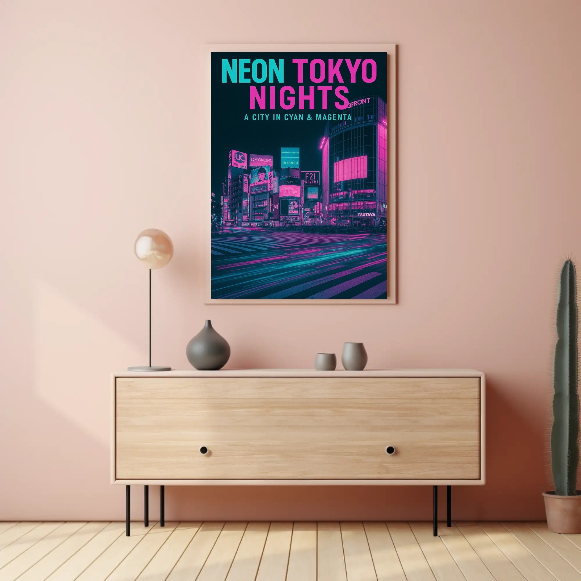 Tokyo Shibuya Crossing Neon Cityscape Urban or Cityscape Poster