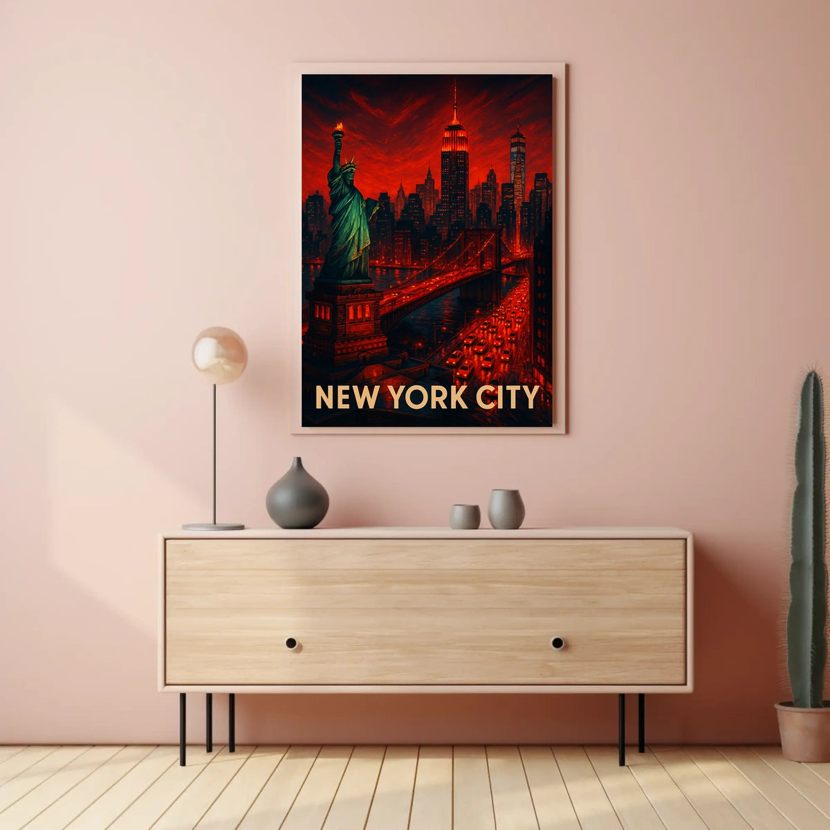 New York City Vibrant Landmarks Poster Modern Wall Art
