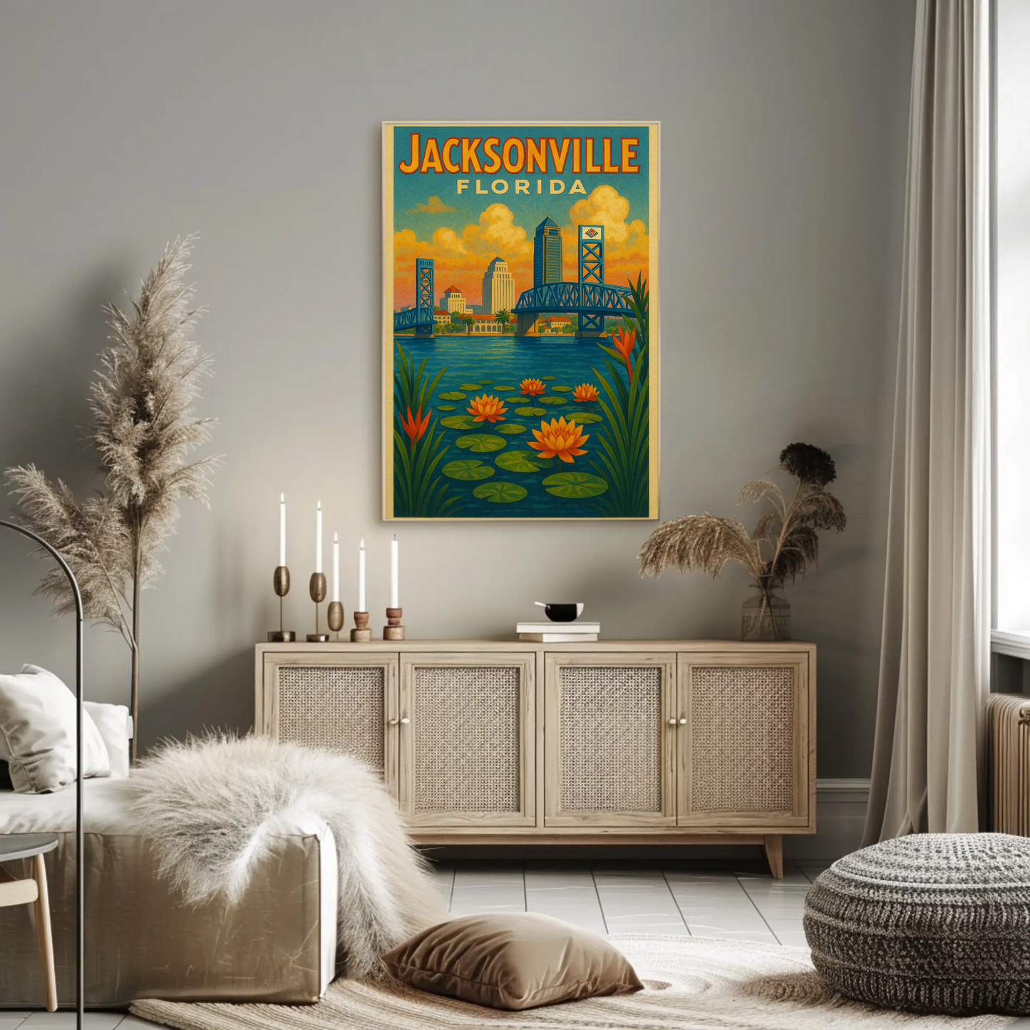 Jacksonville Florida Waterfront Travel Poster