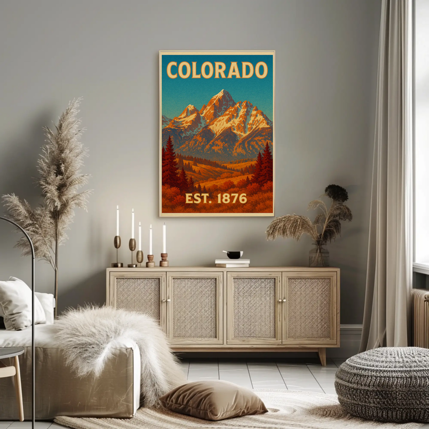 Colorado Rocky Mountains Sunset Est 1876 Travel Poster