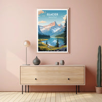 Glacier National Park Travel Poster Vintage Print
