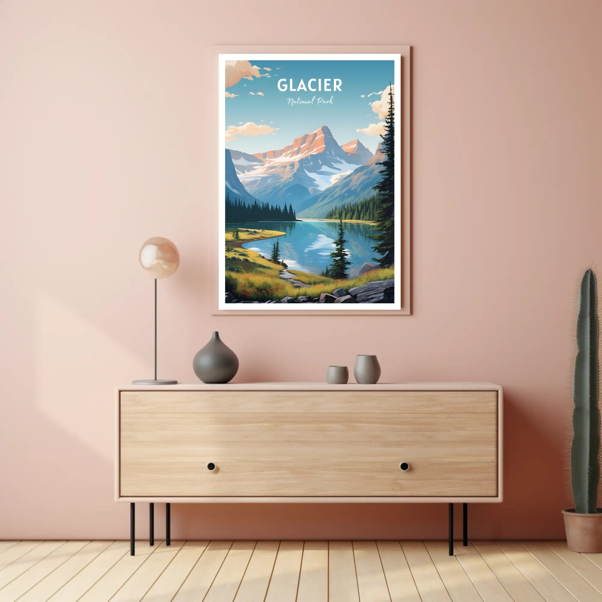 Glacier National Park Travel Poster Vintage Print