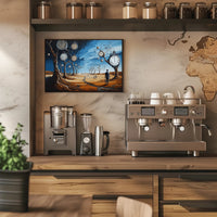 Surreal Barren Landscape with Clocks Artistic Poster