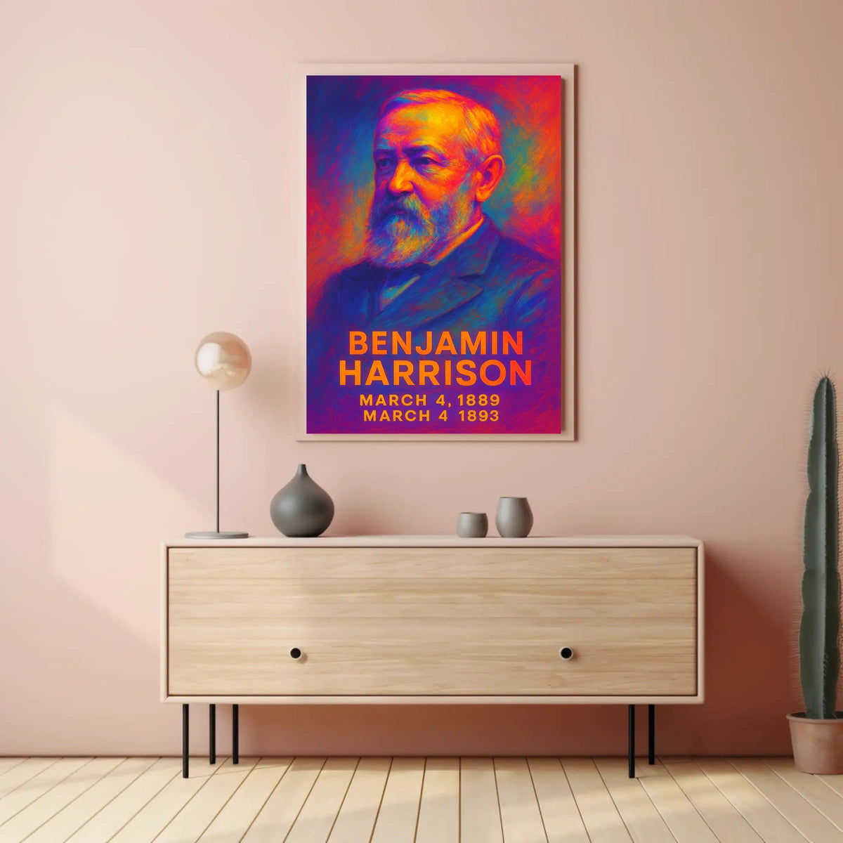 Benjamin Harrison 23rd President of the United States Neon Gradient Overlay Poster