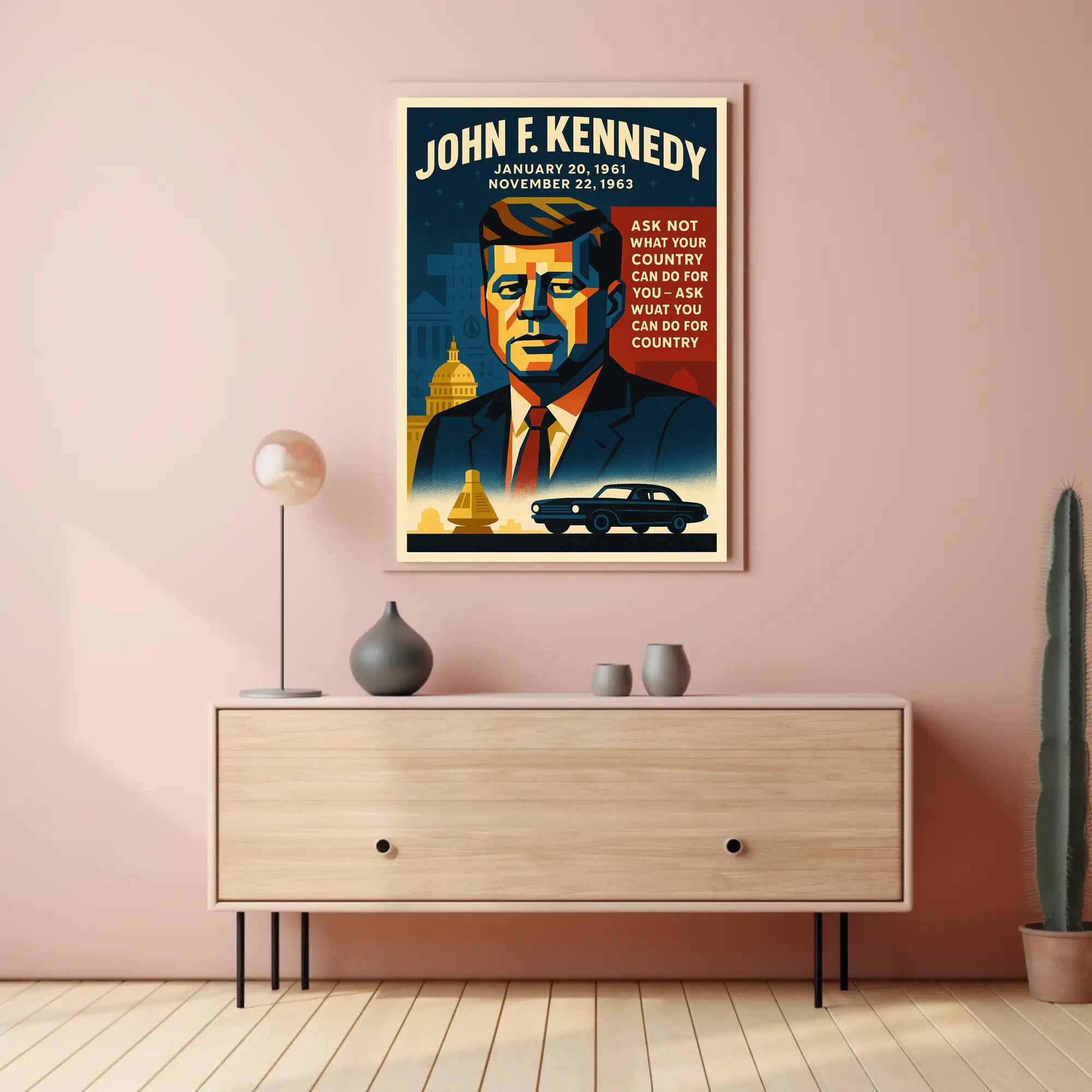 John F. Kennedy Vintage Patriotic Historical or Presidential Poster