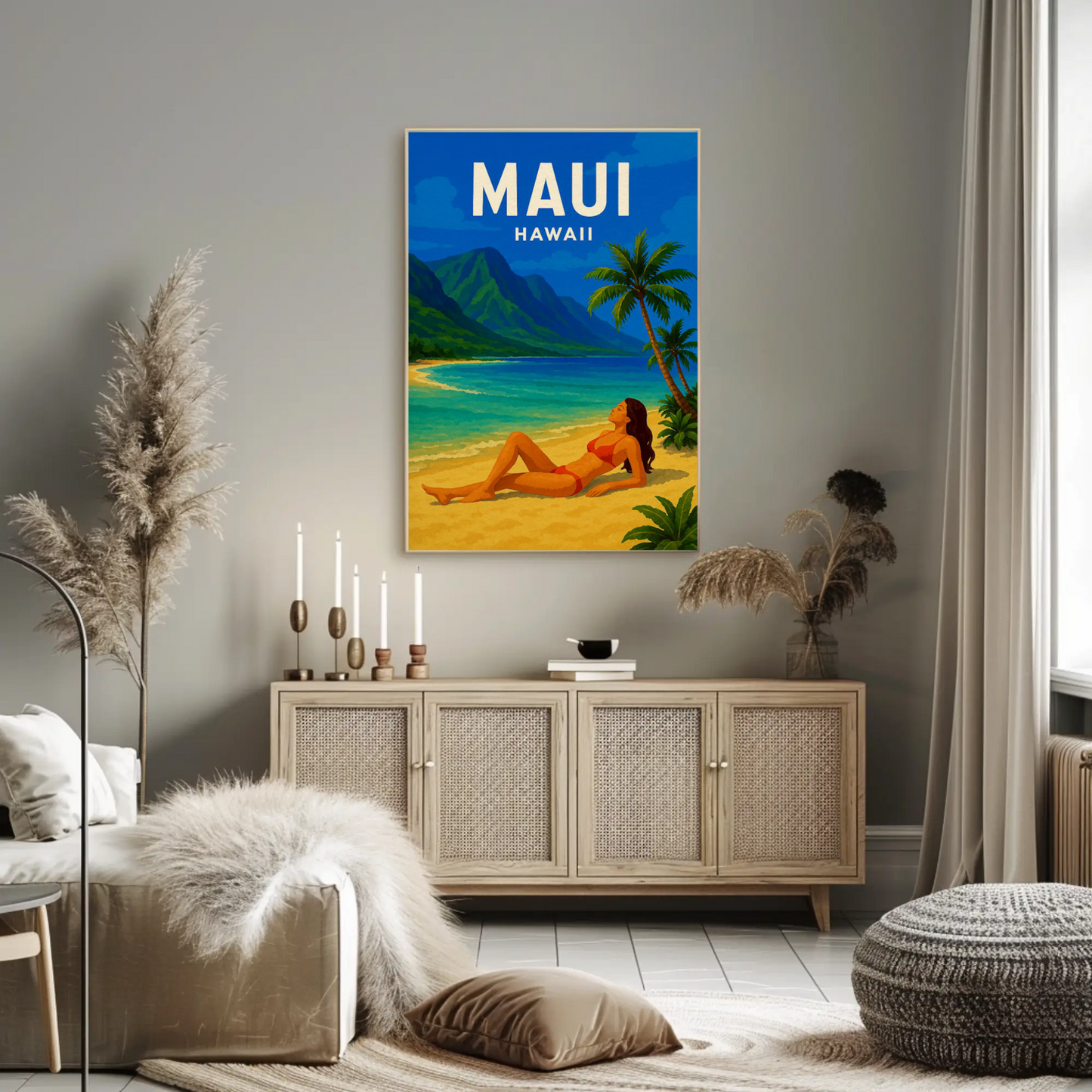 Maui Hawaii Woman Beach Relax Tropical Poster