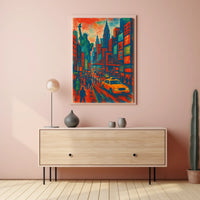 New York City Skyline Vibrant Poster Abstract Wall Art