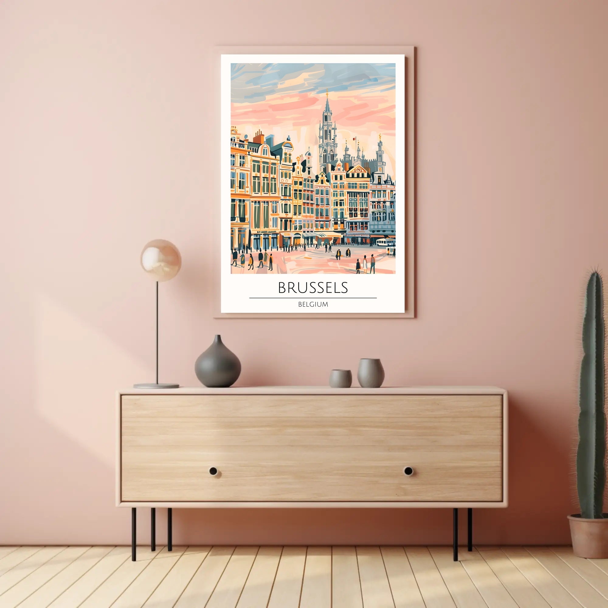 Brussels Cityscape Illustration Poster PosterGoat
