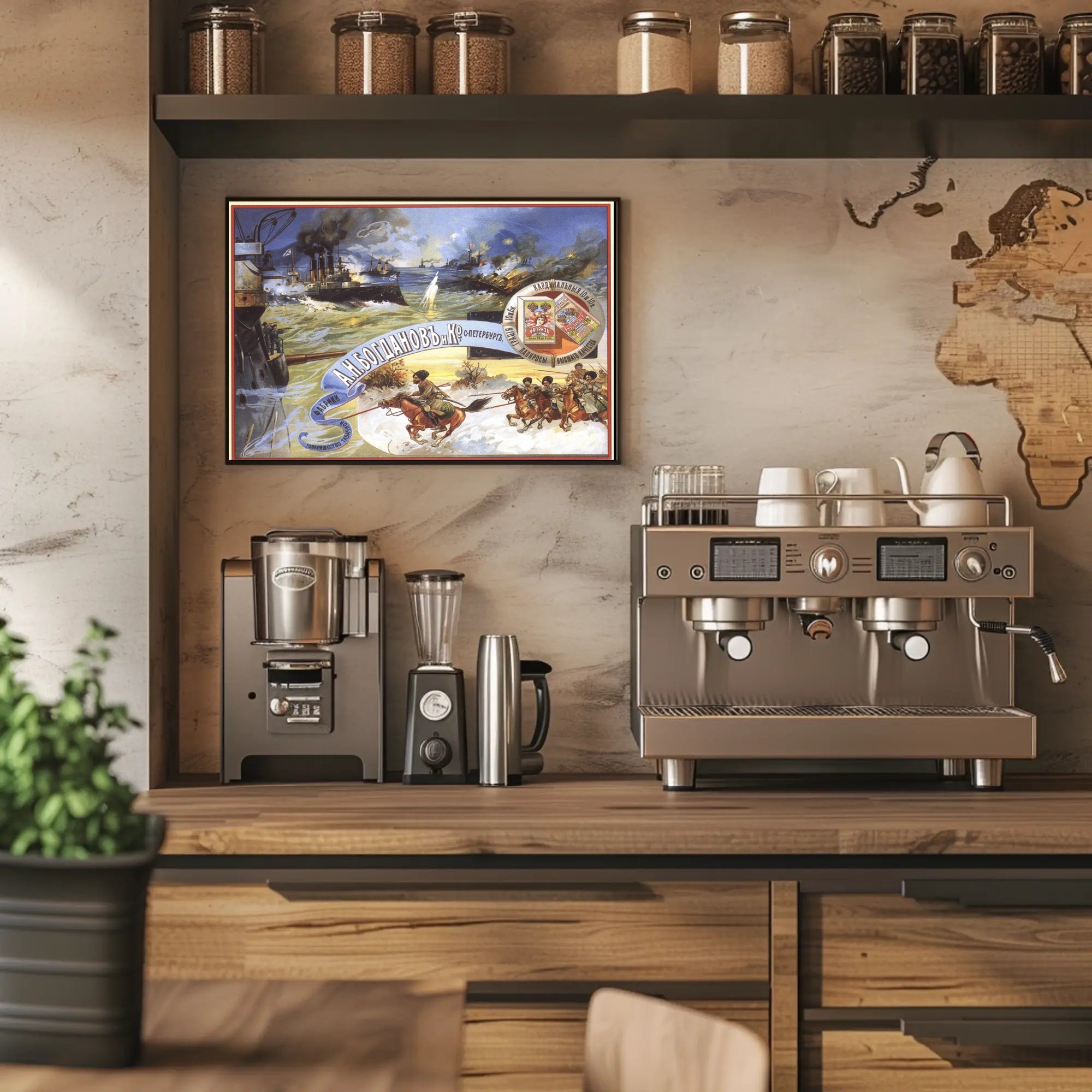 Naval Battle and Horsemen Poster