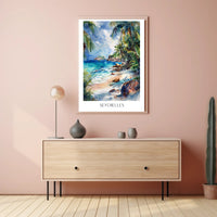 Tropical Paradise Beach Watercolor Art Travel Poster PosterGoat
