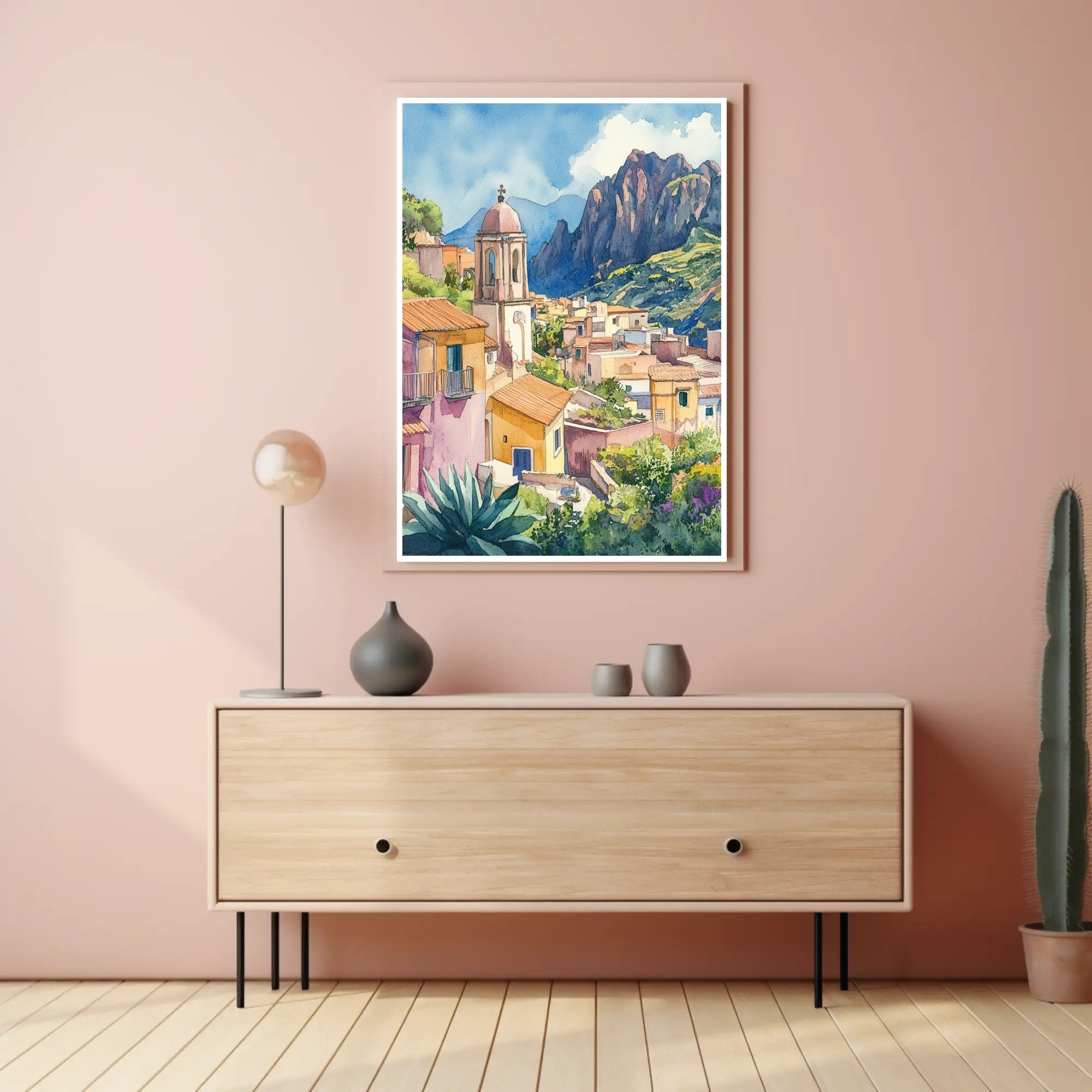 Serene Mediterranean Village Poster PosterGoat