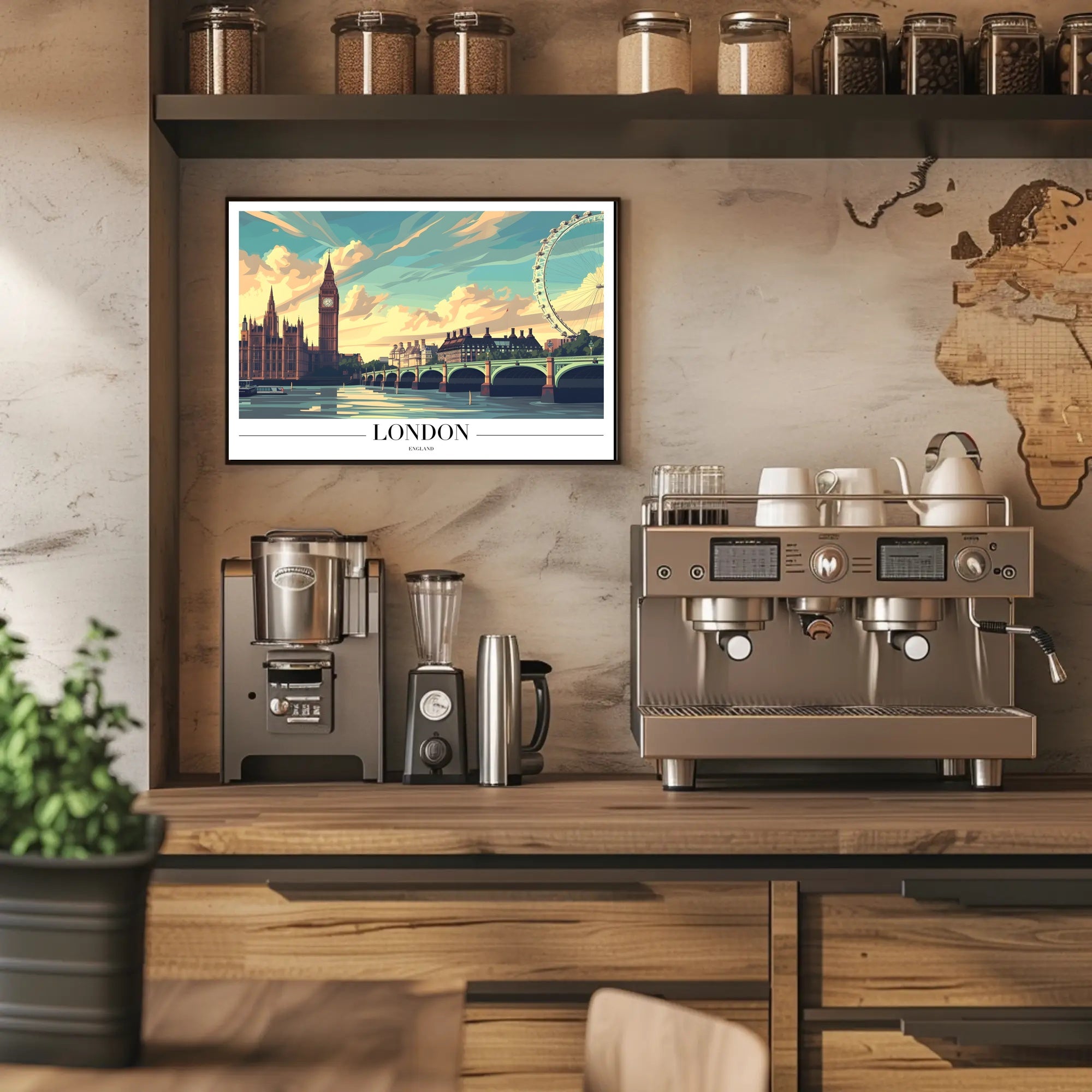 London's Iconic Landmarks Explored in Urban Cityscape Poster