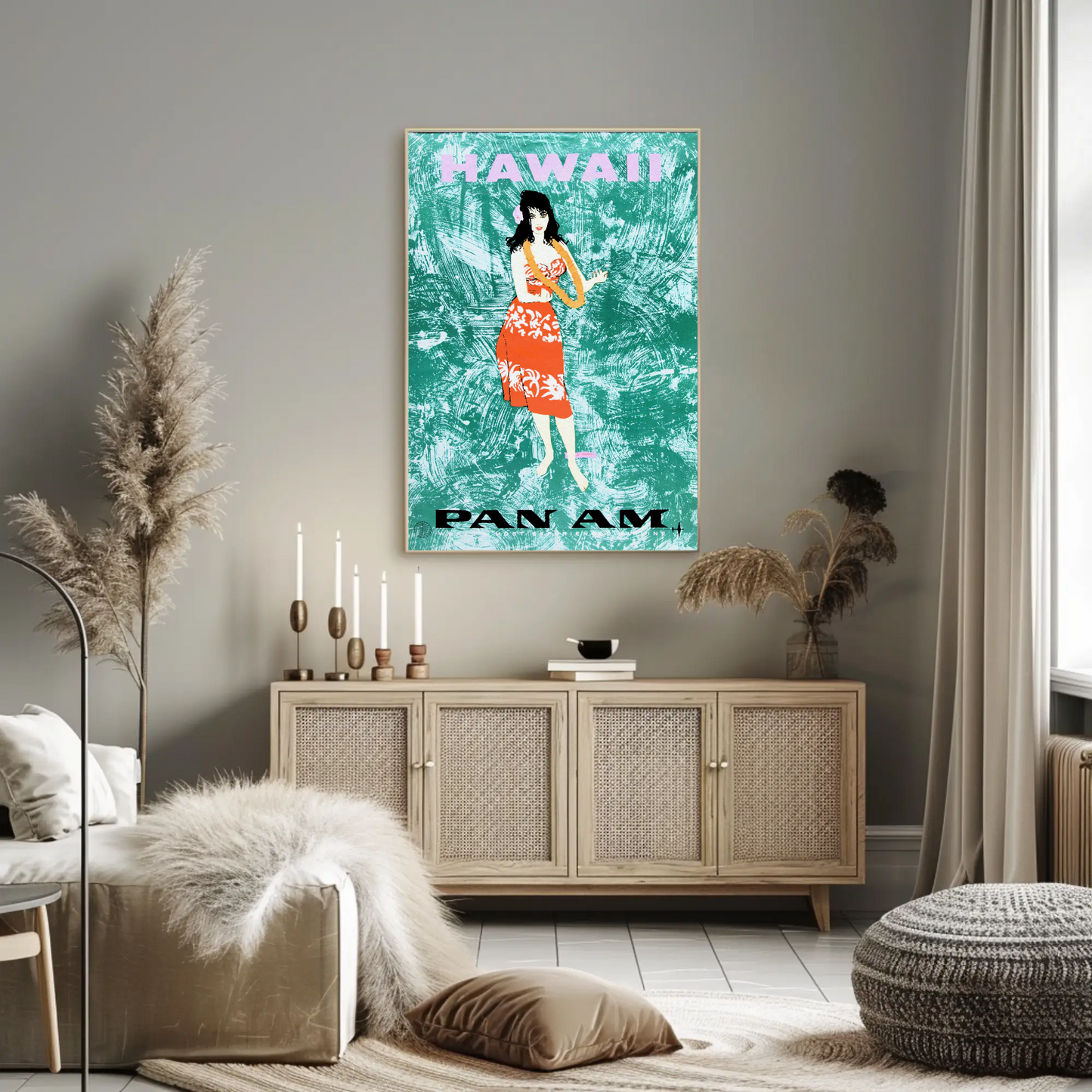 Hawaii Hula Girl Pan Am Vintage Travel Poster