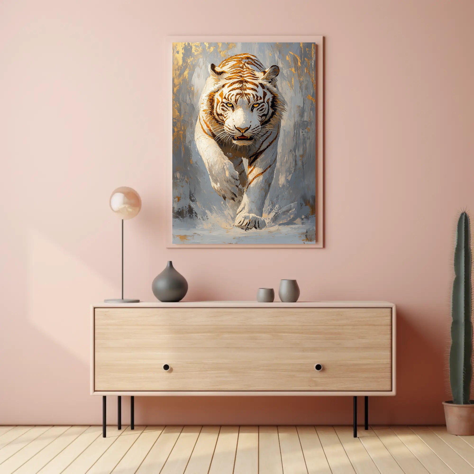 Majestic White Tiger Artistic Animal Poster