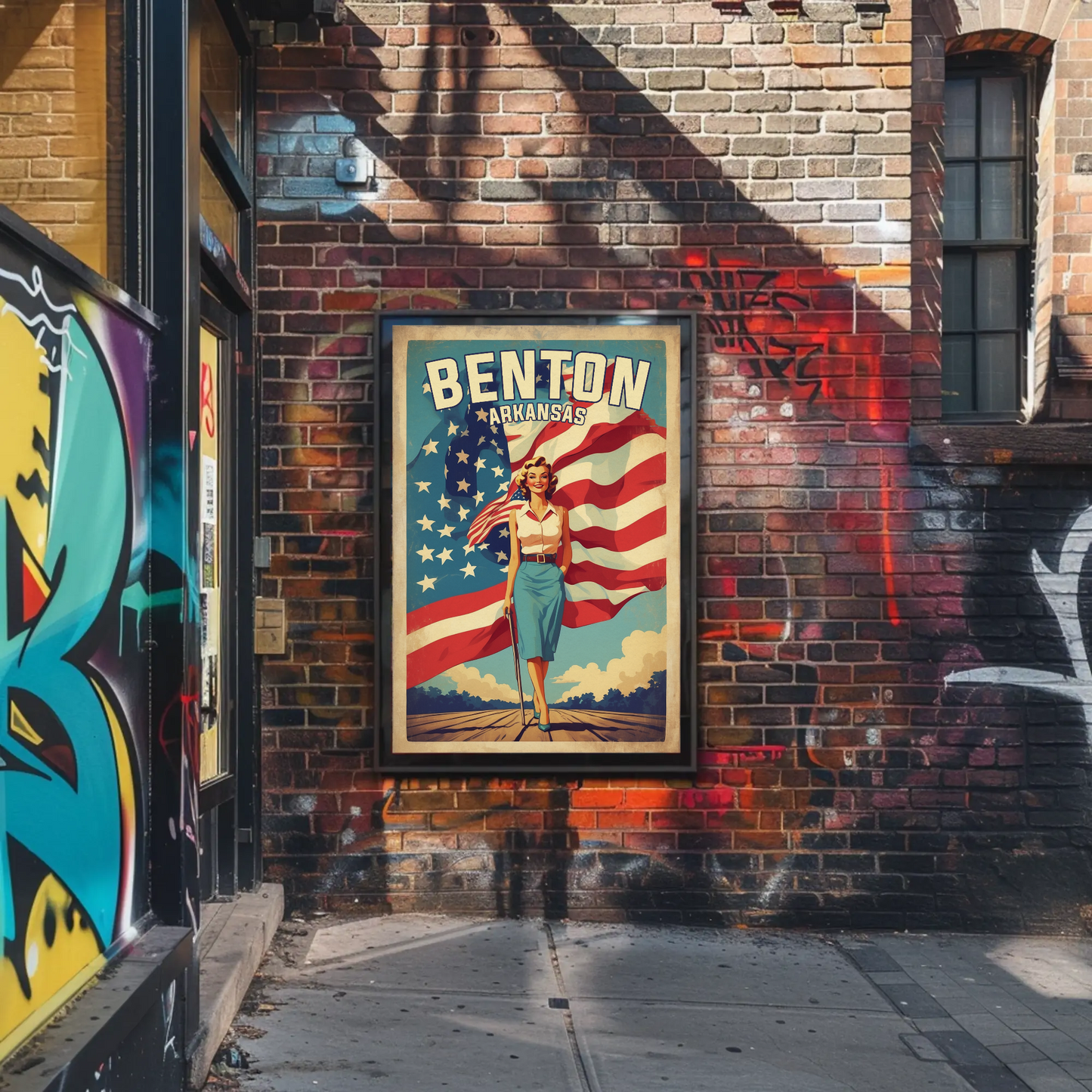 Benton Arkansas Pinup Patriot Vintage Travel Poster