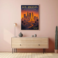 Los Angeles Skyline Vintage Urban or Cityscape Poster