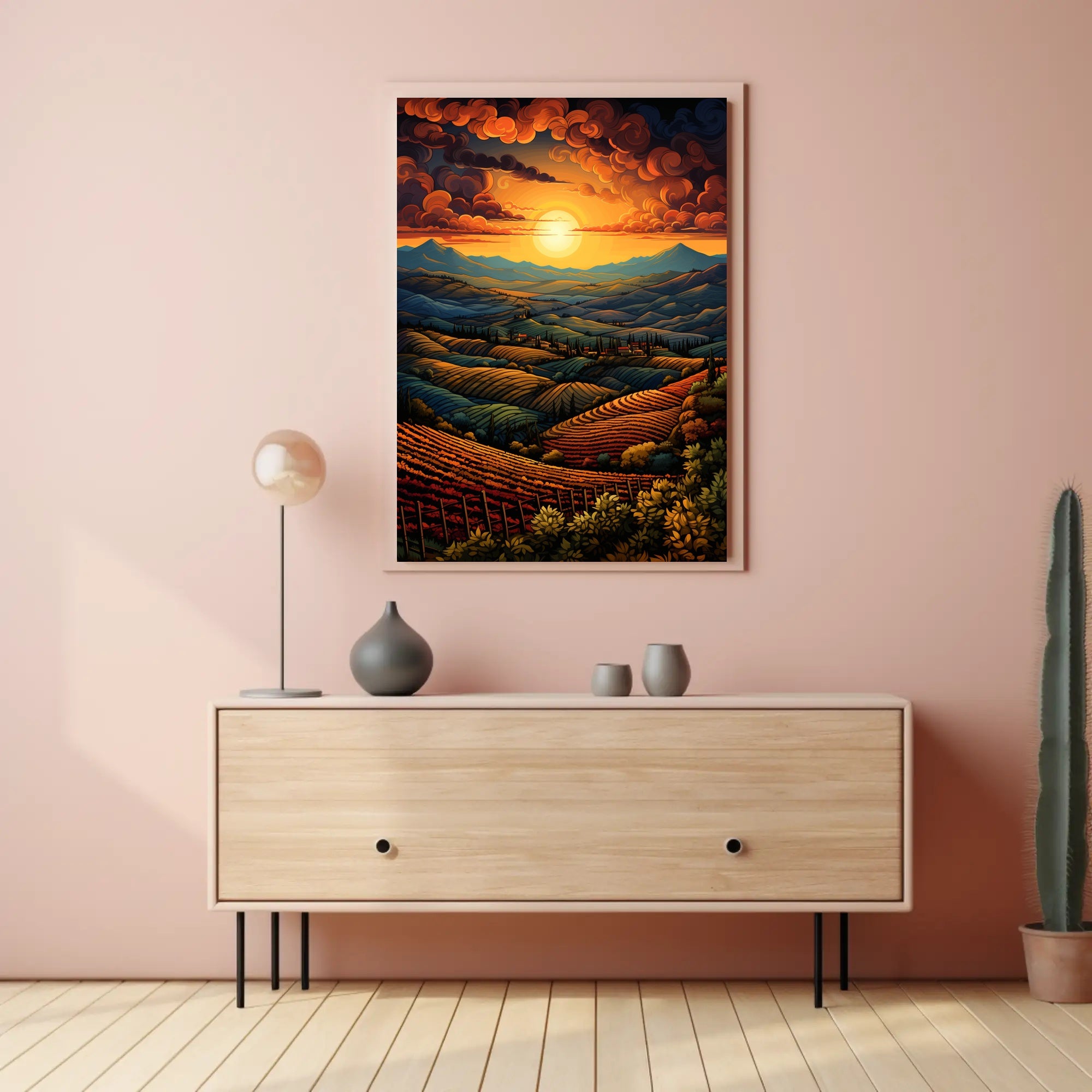 Sunset Over Rolling Hills Poster