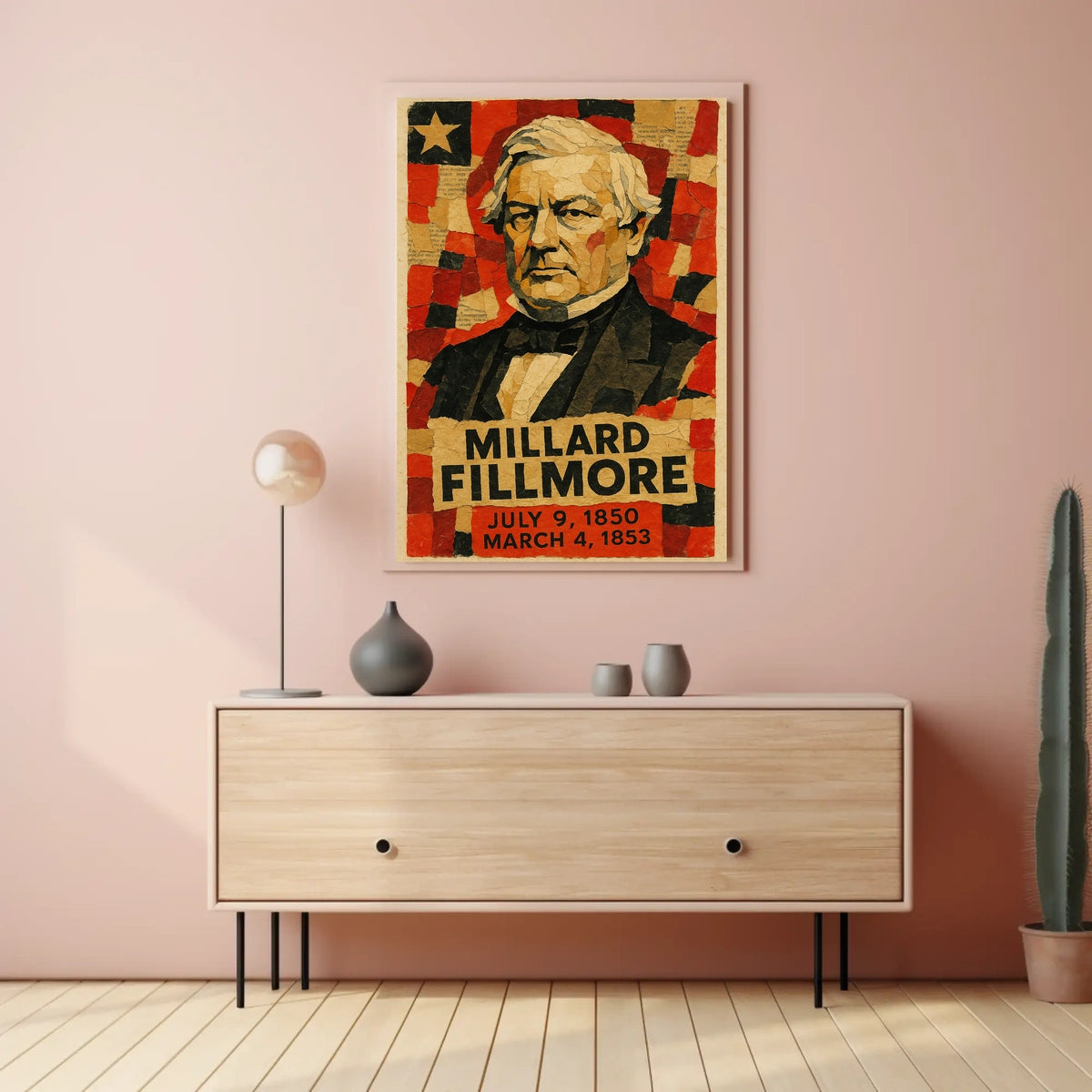 Millard Fillmore 13th President of the United States Layered paper Collage Poster