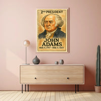 John Adams 2nd President of the United States Exaggerated Cartoon Sketch Poster