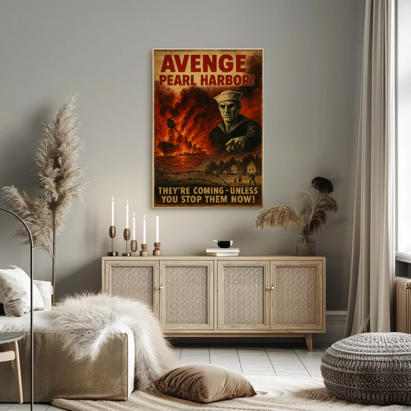 Avenge Pearl Harbor Dramatic WWII Propaganda Poster