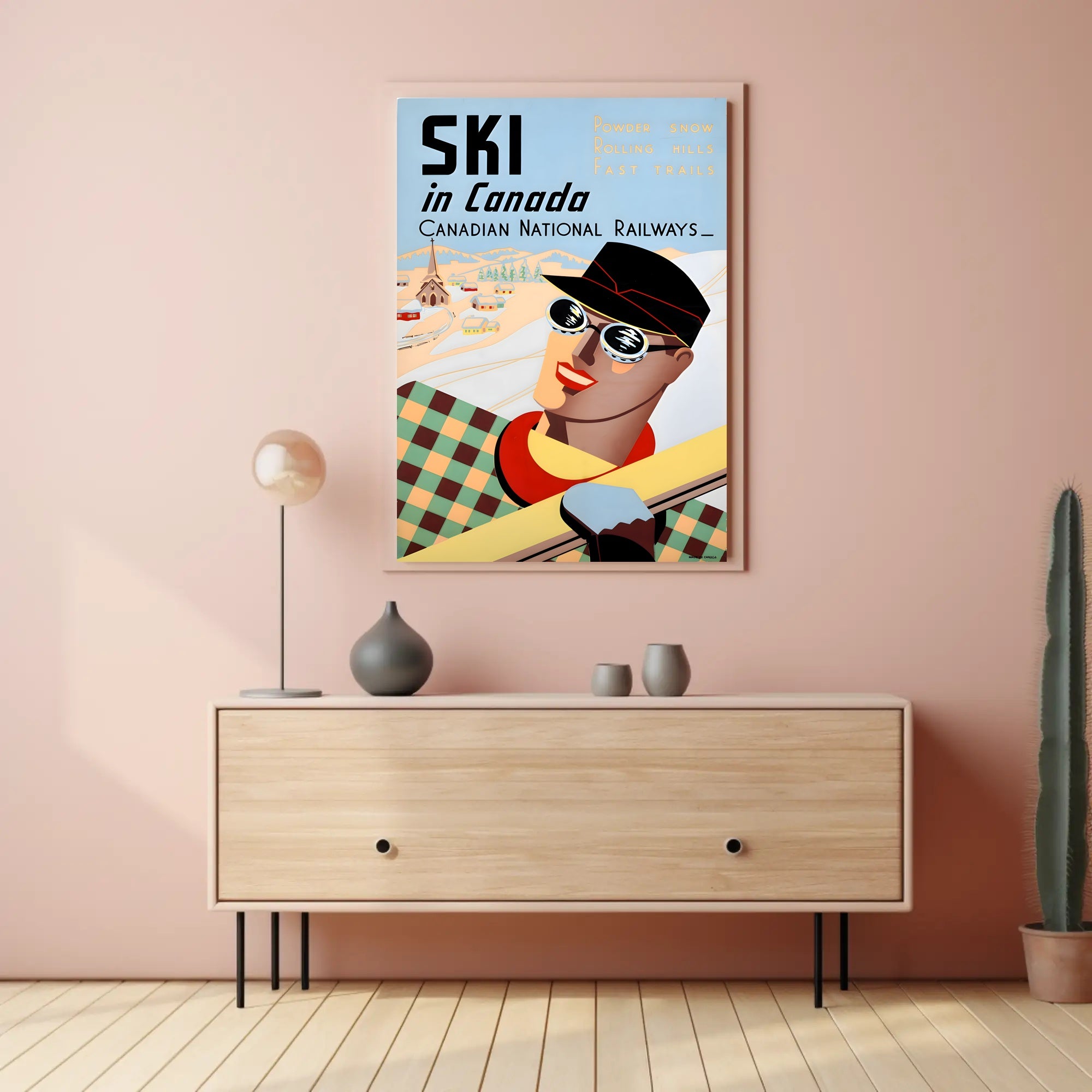 Vintage Canadian Skiing Travel Advertisement Poster PosterGoat