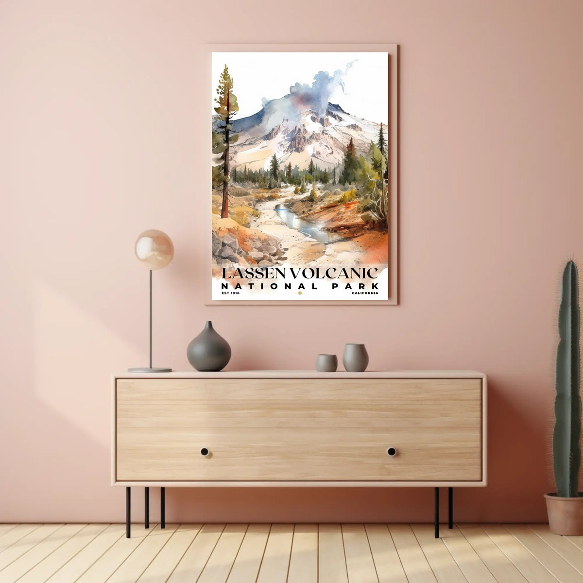 Lassen Volcanic Watercolor Wall Art Poster
