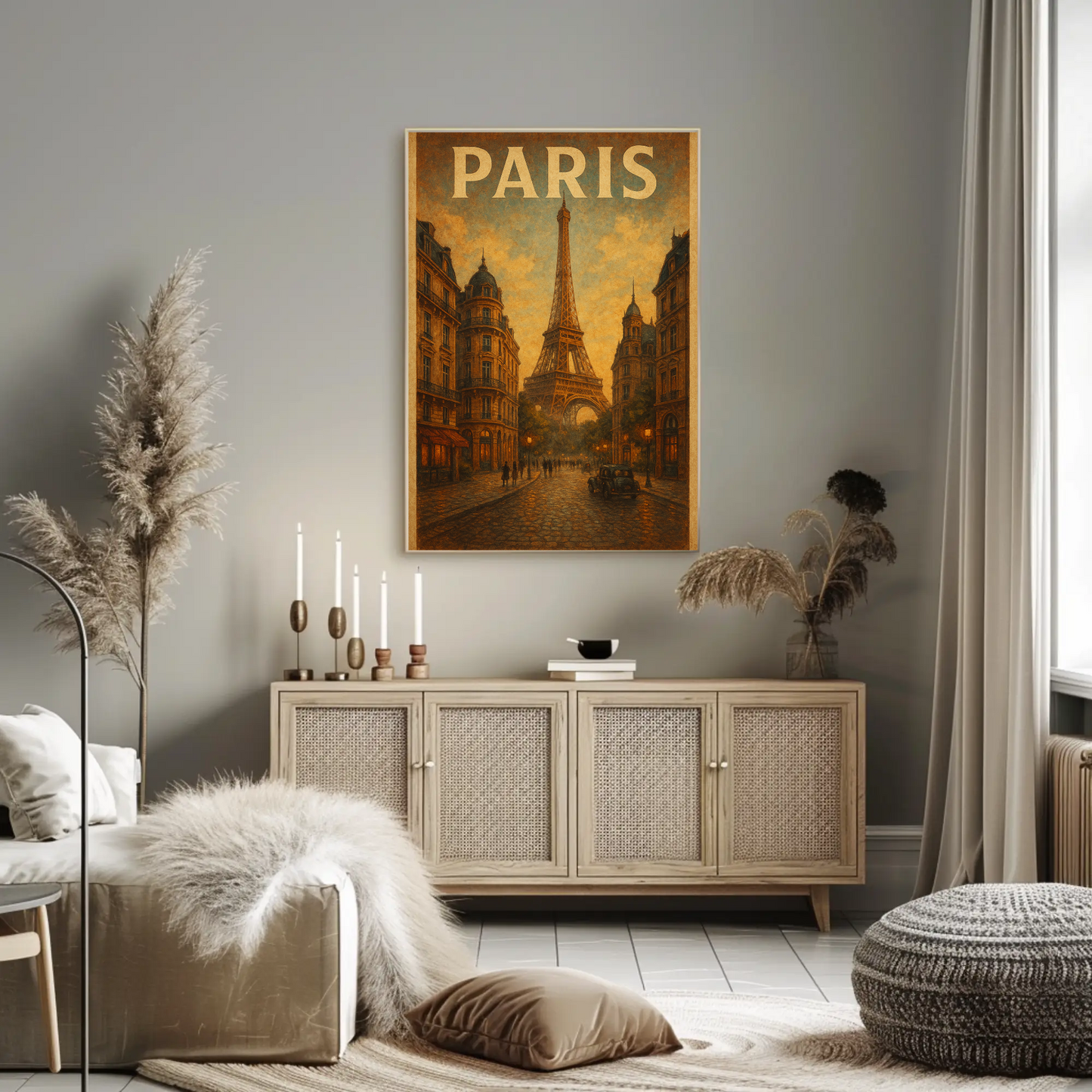 Paris Eiffel Tower Evening Travel Poster
