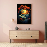 Mystical Moonlit Landscape with Celestial Harmony Poster