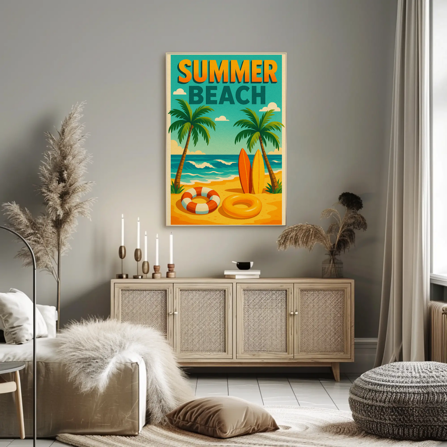 Summer Beach Palm Trees Travel Poster