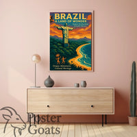Brazilian Adventures Await: Vibrant Vintage Travel Poster