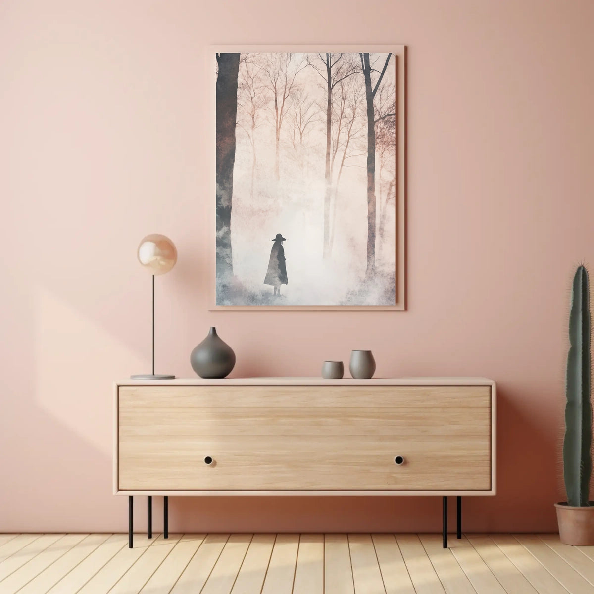 Solitary Figure Mystery Solitude Watercolor Poster