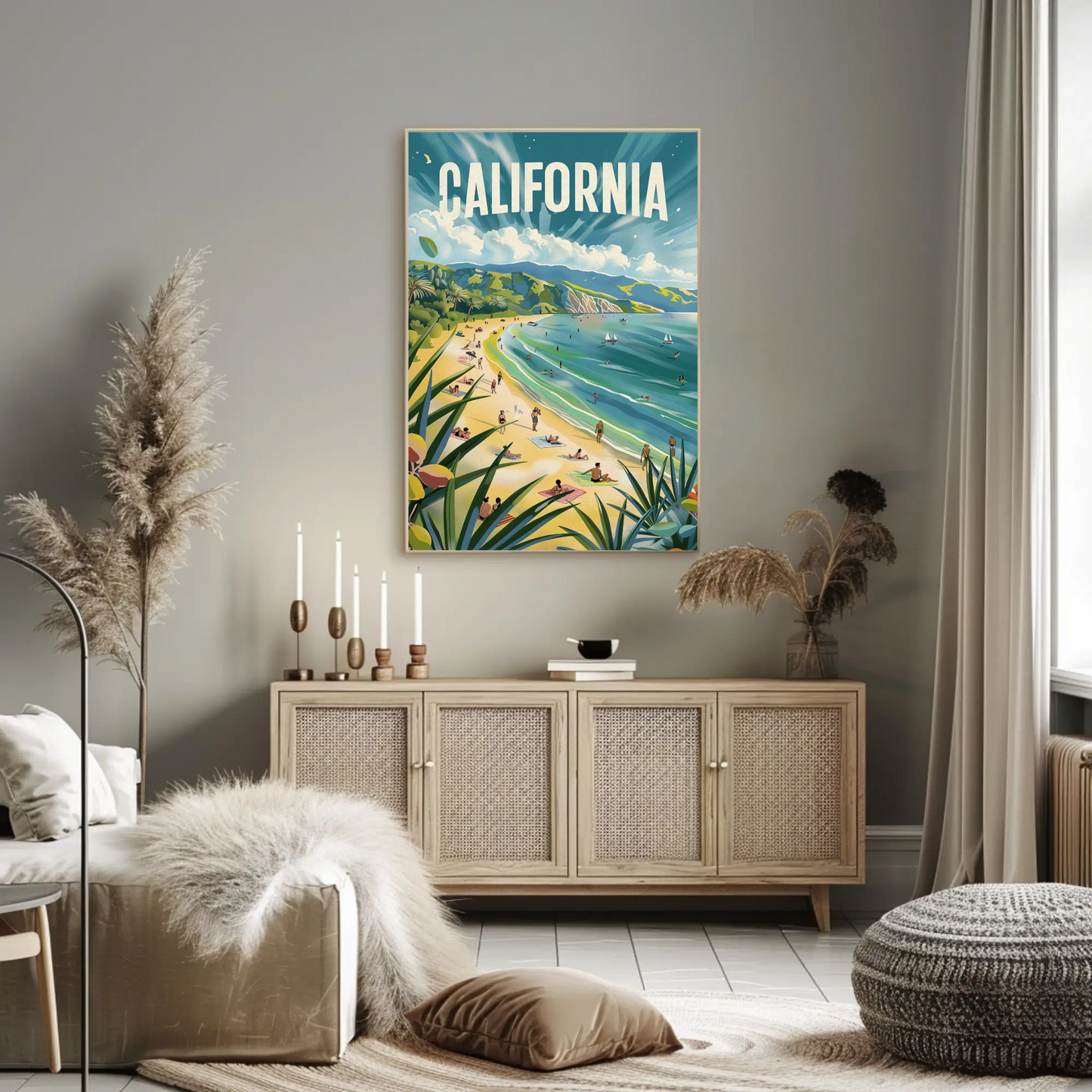 California Dream Coastline Beach Day Travel Poster