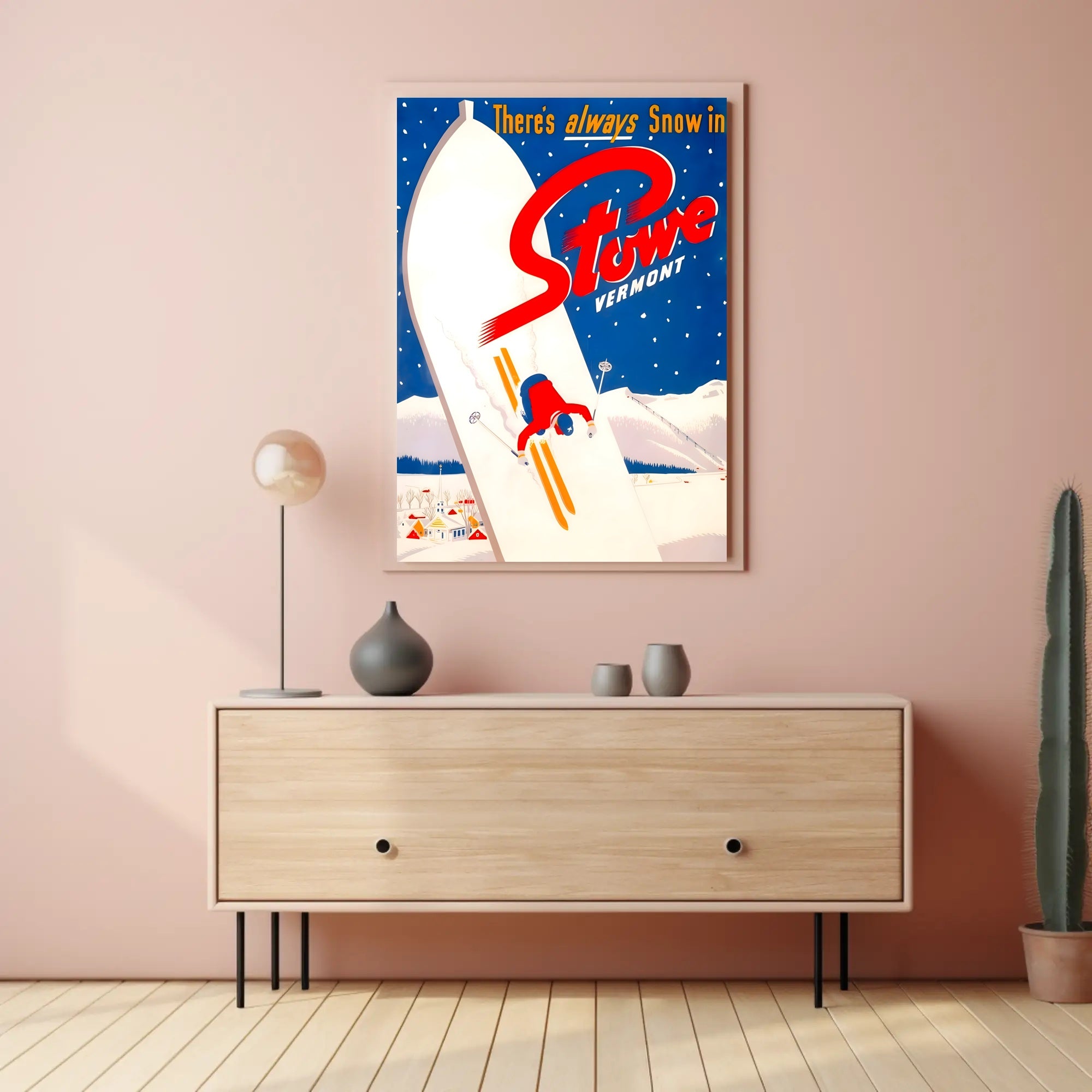 Ski Adventure in Stowe Vermont Travel Poster PosterGoat