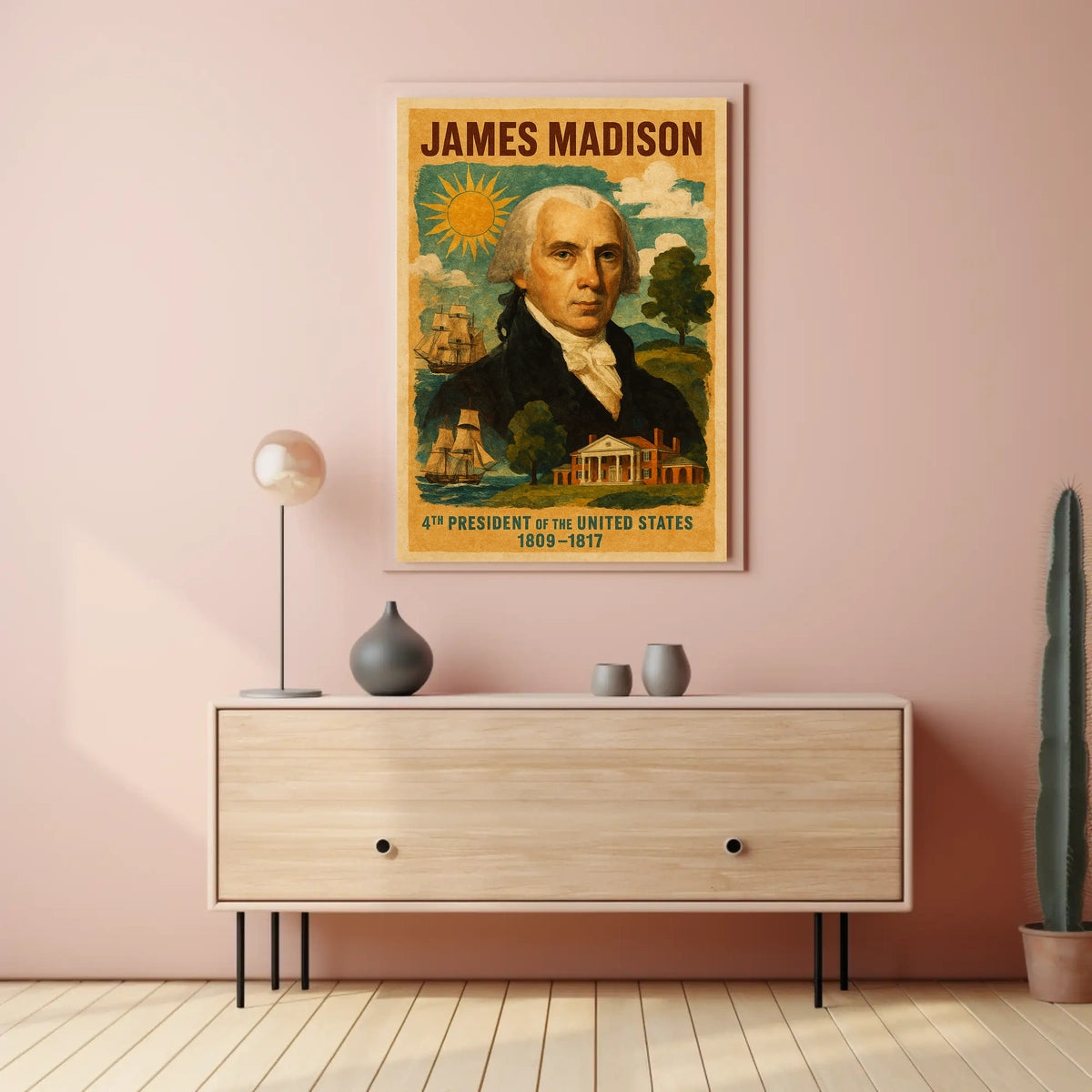 James Madison 4th President of the United States Layered Digital Collage Poster