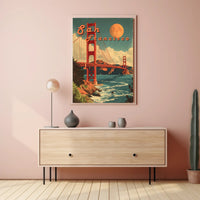 Golden Gate Bridge Retro San Francisco Travel Poster
