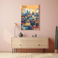 Prague Cityscape Architectural Art Travel Poster