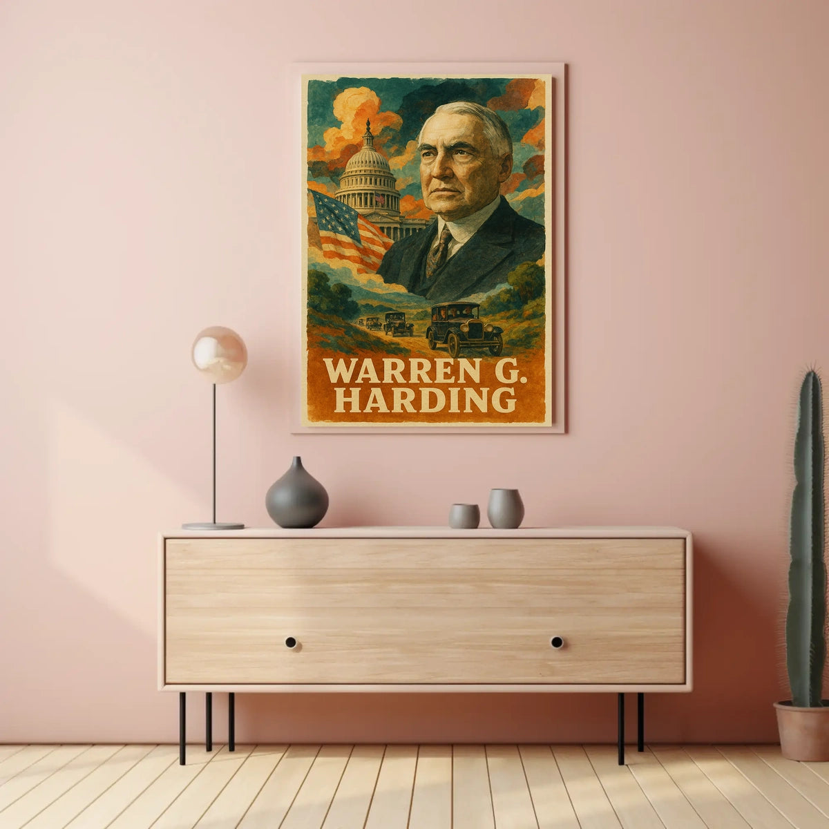 Warren G. Harding 29th President of the United States Layered Digital Collage Poster