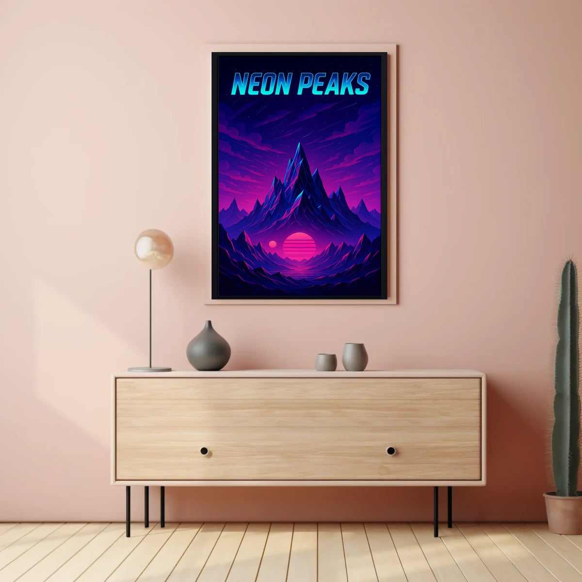 NEON Peaks: Retro-Futuristic Artistry Sci-Fi Poster