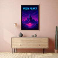 NEON Peaks: Retro-Futuristic Artistry Sci-Fi Poster