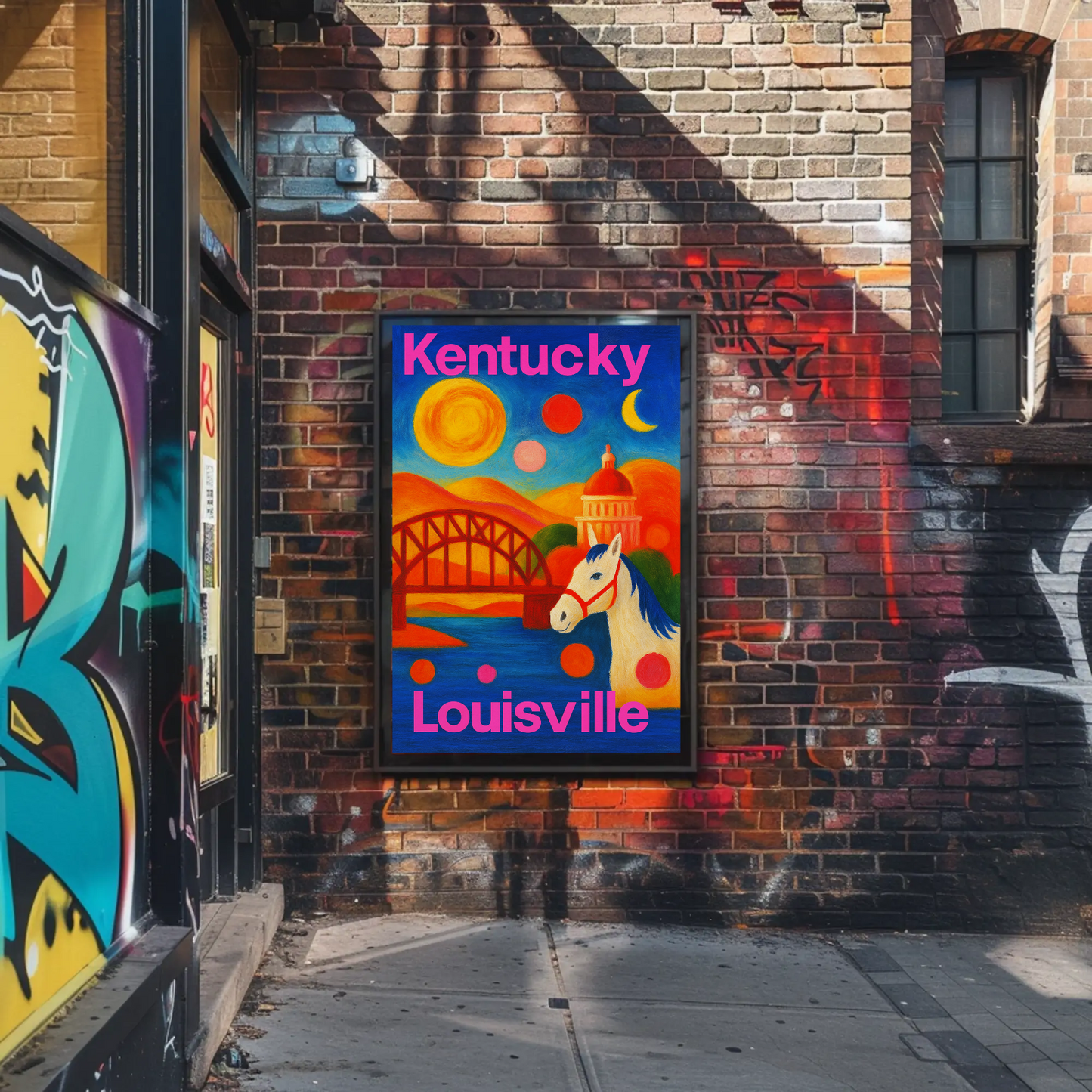 Louisville Kentucky Skyline Retro Vintage Travel Poster