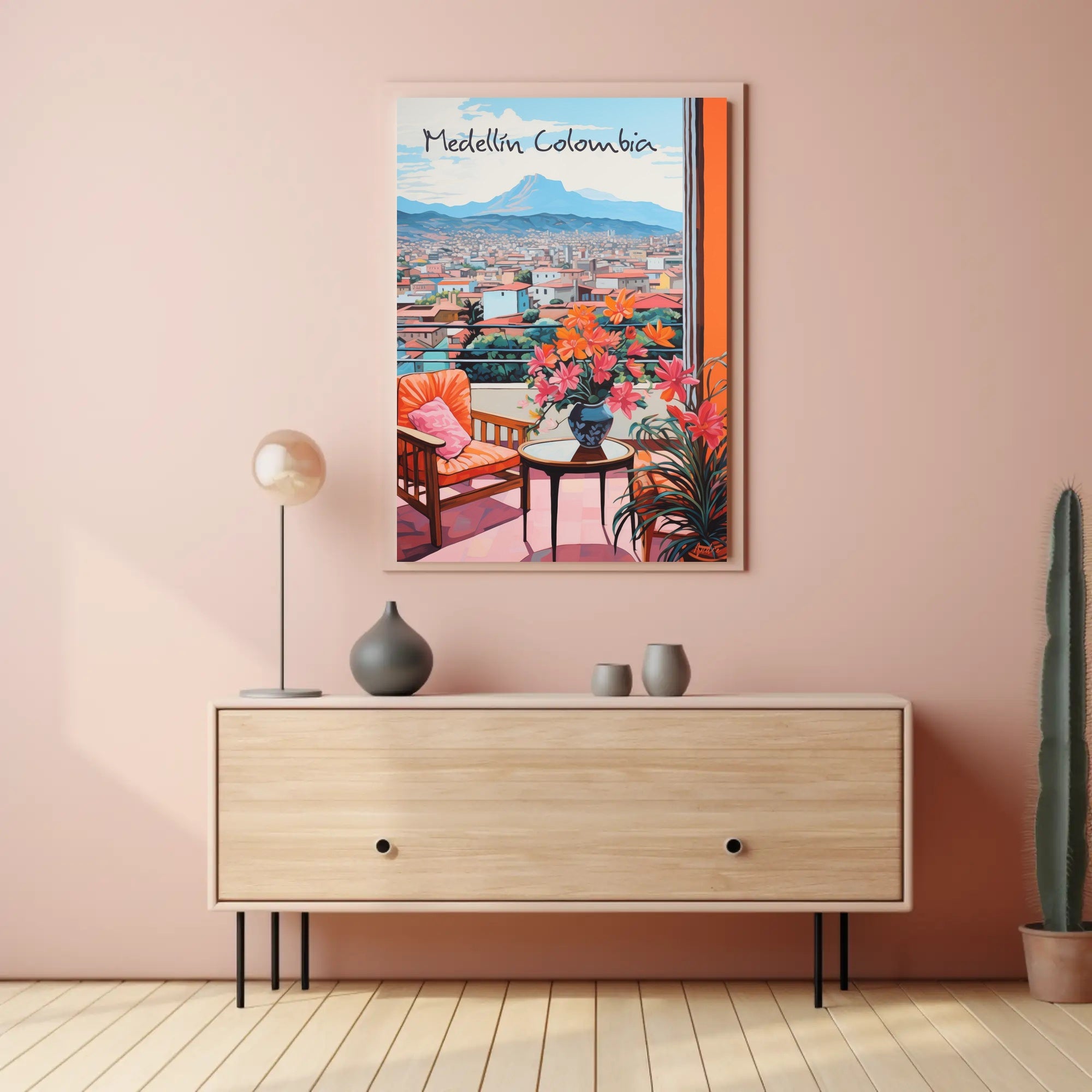 Medellín Balcony View with Vibrant Cityscape Poster