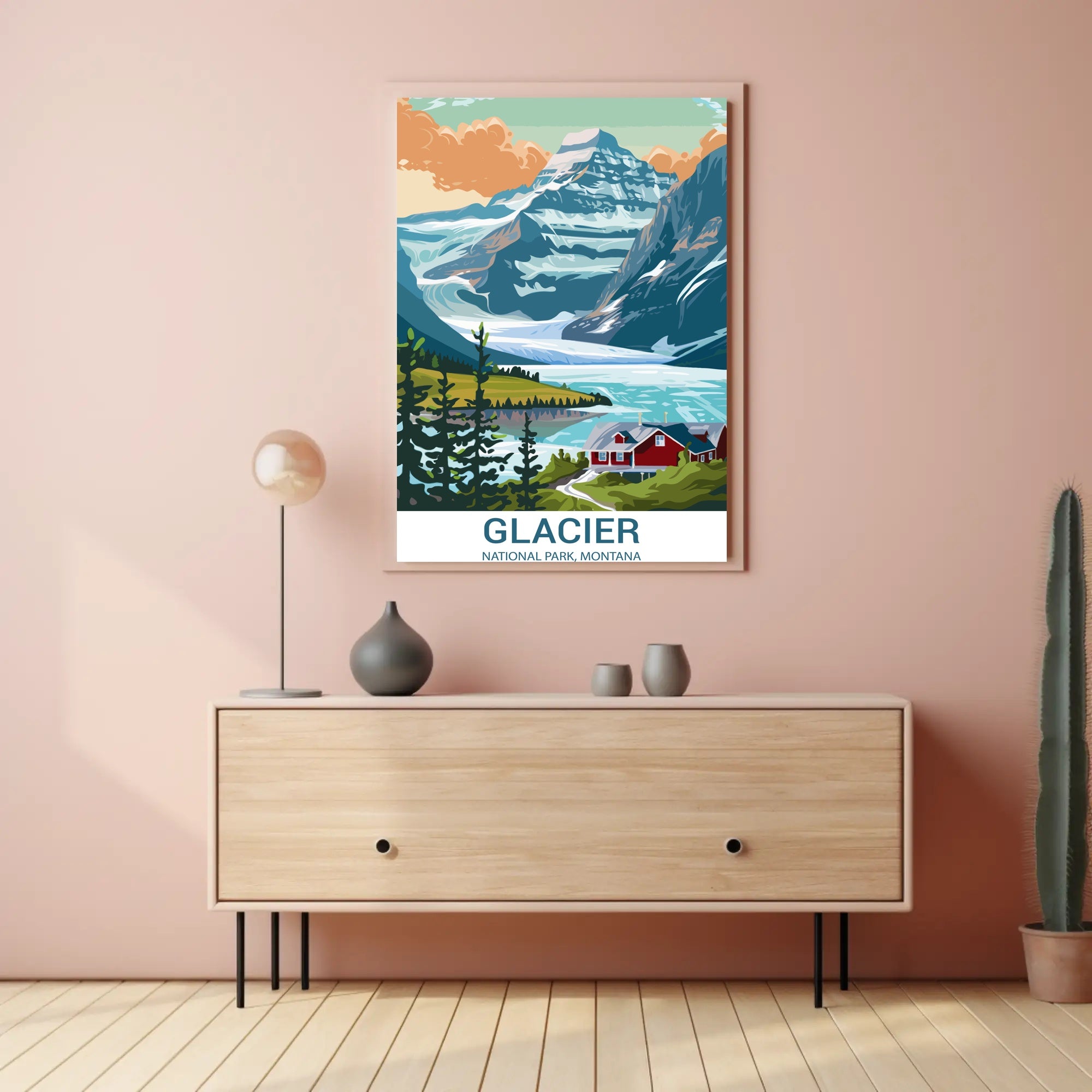 Scenic View of Glacier National Park Travel Poster