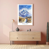 Mount Cook Watercolor Travel Poster PosterGoat