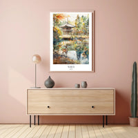 Nara Landscape with Deer in Autumn Travel Poster PosterGoat