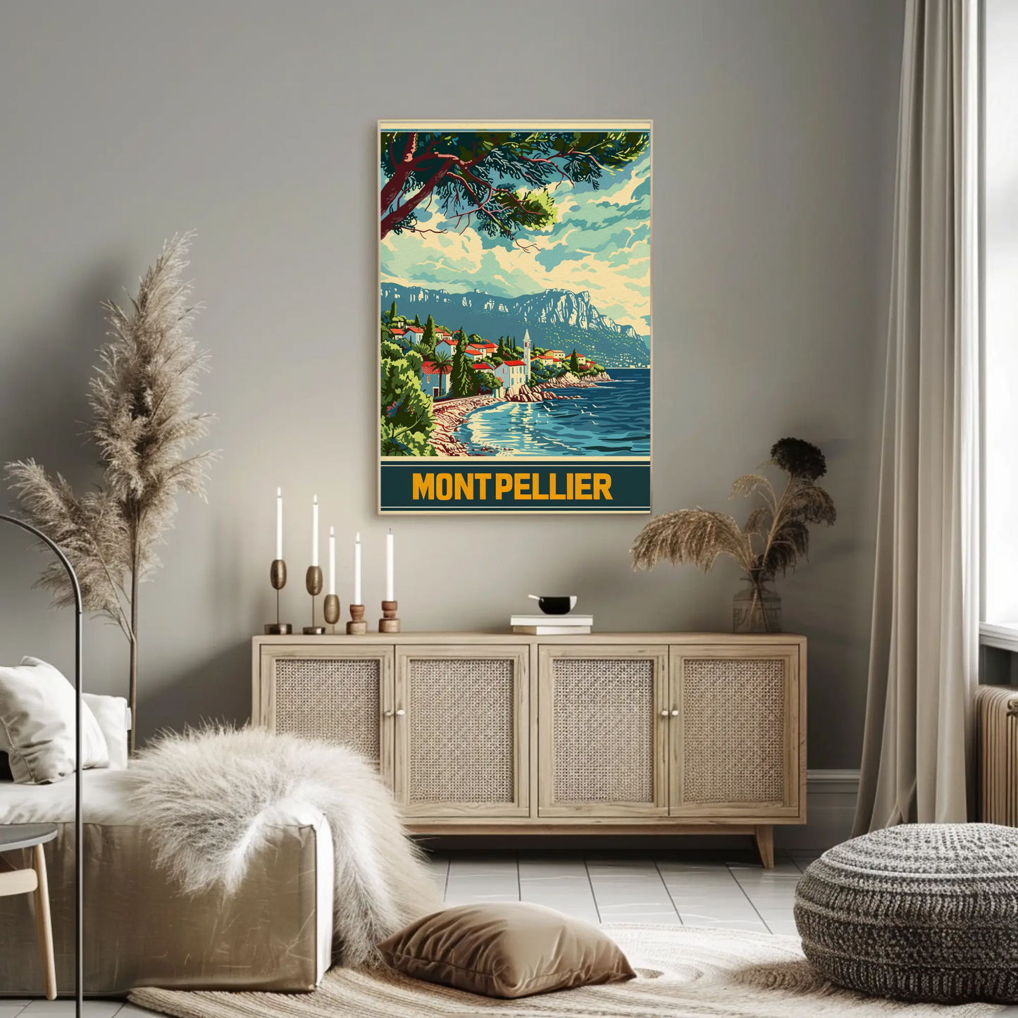 Montpellier Seaside Village Cliffs Trees Travel Poster