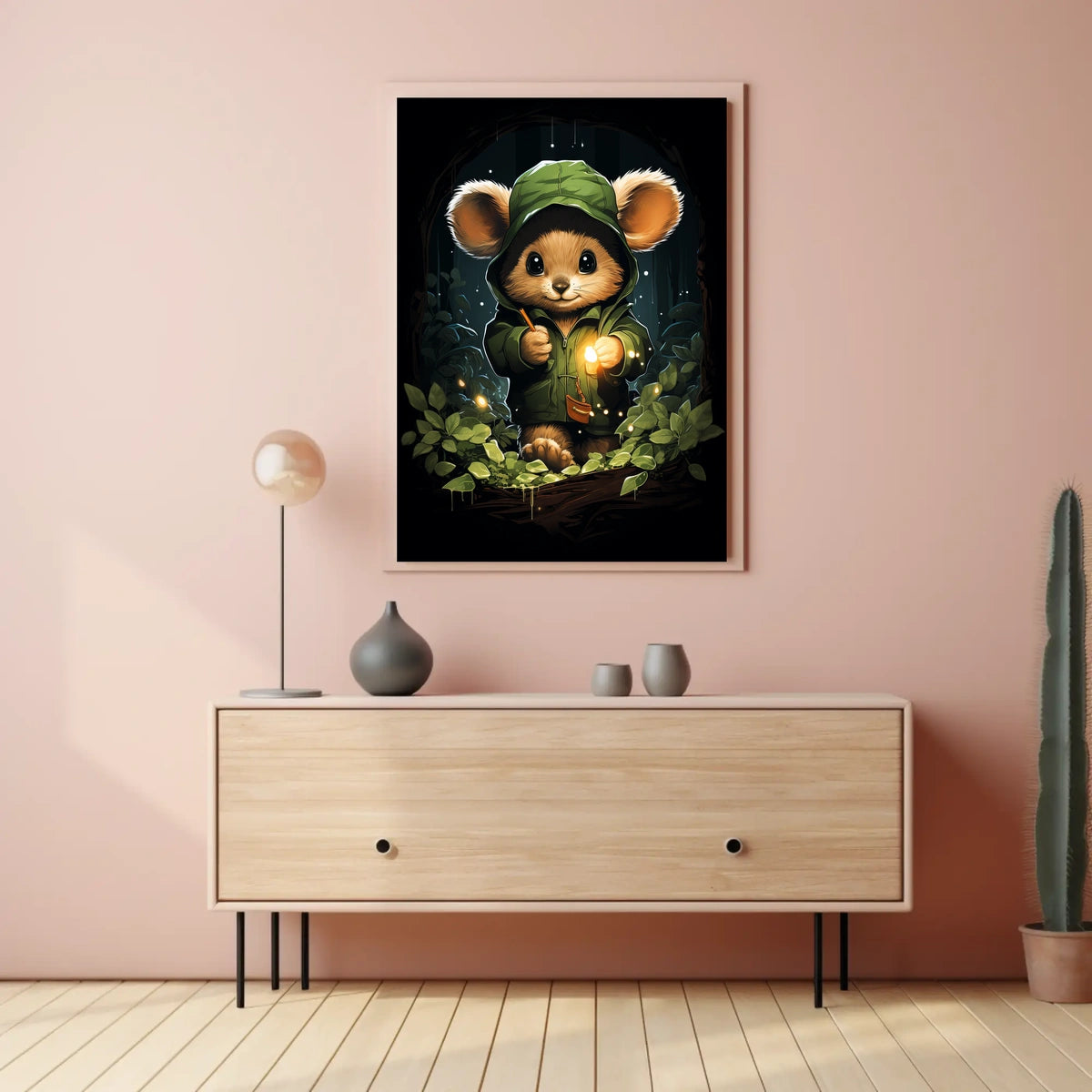 Forest Explorer Moonlit Woods Surrealism Painting Poster