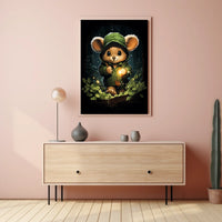 Forest Explorer Moonlit Woods Surrealism Painting Poster