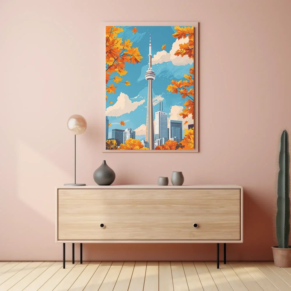 Toronto CN Tower Autumn Skyline Poster Art