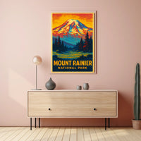 Mount Rainier Wanderer Vintage Travel Poster
